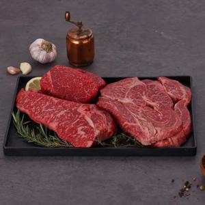 [하누리] 1++한우투뿔 고급 풍미 구이용 등심+채끝+안심 세트 총 750g(250g x 3팩)