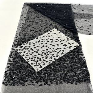 아프리카 무거운 돌 레이스 패브릭 2025 여성을위한 고품질 나이지리아 프랑스어 돌 Tulle 레이스 패브릭 웨딩 파티 드레스 봉제