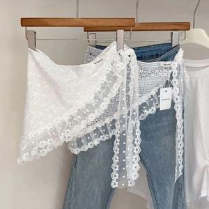 레트로 레이스 삼각형 Headscarf 레트로 Y2K 수 놓은 꽃 목 스카프 크로 셰 뜨개질 머리 스카프 여성용 Bandanas 여자 레이스 스카프