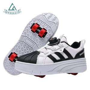 PONERAIT 바퀴가 달린 어린이 신발 소년 스케이트 신발 쿼드 휠 - 통기성 메쉬 상부 통풍 메쉬로 매일 걷기 가능