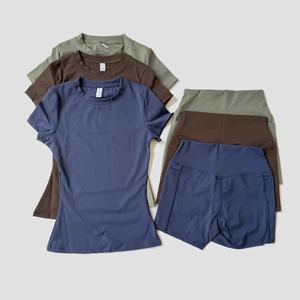 WAREBALL 여성 요가 세트 체육관 운동복 스포츠 탑 하이트 허리 반바지 정장 피트니스 운동 엉덩이 리프팅 짧은 타이트 슈트