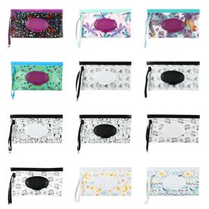 야외에서 유용한 스냅 스트랩 아기 제품 플립 커버 휴대용 물티슈 가방 티슈 박스 화장품 파우치 유모차 액세서리