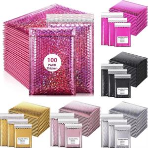 100개 포장 가방 레이저 배송 포장 용품 버블 봉투 가방 소규모 비즈니스 메일러 우편 사무실 학교