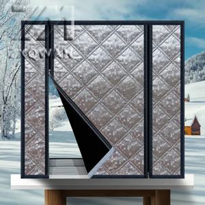 겨울용 두꺼운 면 방풍 및 방한 커튼, 가정용 침실 칸막이 따뜻한 커튼, 자가 접착식, 이중 지퍼