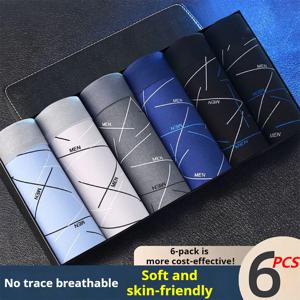 6Pcs 남자의 섹시한 속옷 복서 망 짧은 부드럽고 편안한 통기성 패션 항균 트렁크 피트니스 러닝 맨 반바지