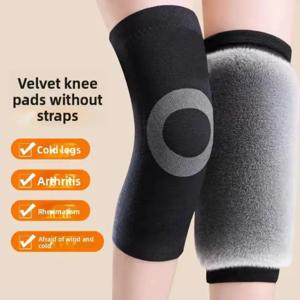 가을과 겨울 달리기와 스포츠를 위한 두꺼운 인공 토끼털이 있는 따뜻한 무릎 패드, 노인을 위한 무릎 관절 보호대