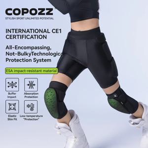 COPOZZ 스포츠 보호 장비 세트 스케이트보드 성인용 ESA 스펀지 두꺼운 충격 방지 자전거 여성 남성 스키 무릎 및 엉덩이 보호대