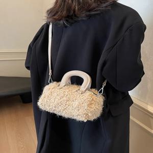 레드 플링고 양털 소형 숄더백 2026 독특한 디자인 봄 빈티지 심플 크로스바디 백 캐주얼 슬리 여성용 지갑
