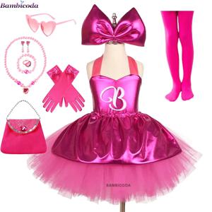 공주 소녀 로지 무릎 길이 바비 튜튜 드레스 소녀 생일 파티 할로윈 크리스마스 코스튬 코스프레