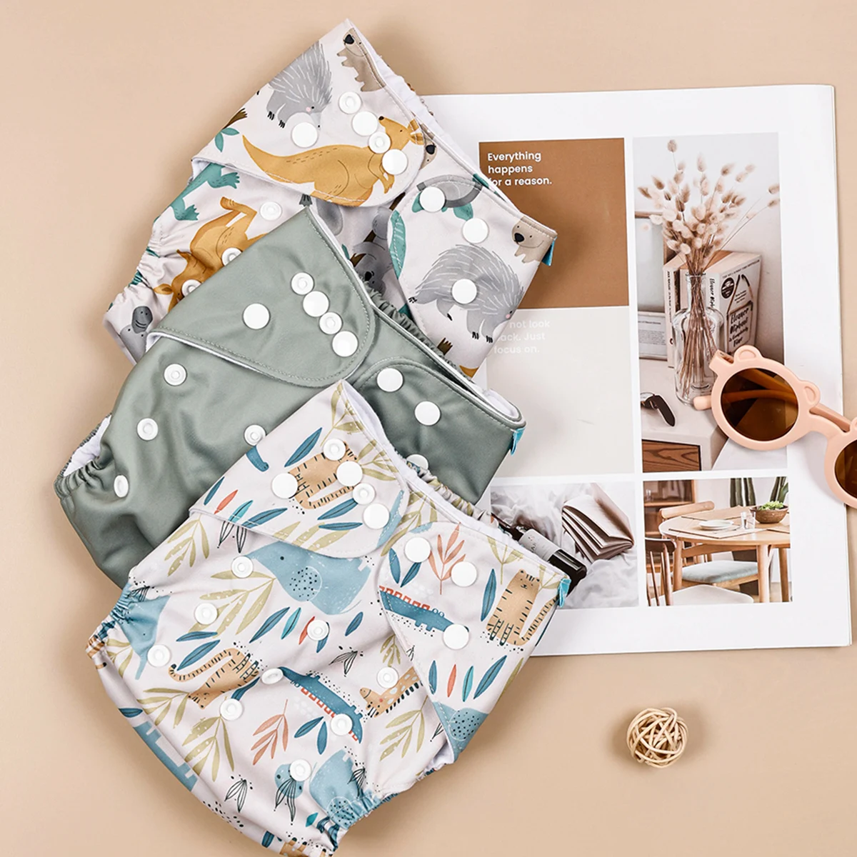 3 Pcs 생태학적 아기 빨 수있는 재사용 가능한 천 포켓 기저귀 아기 기저귀 한 포켓 맞는 3-15kg 아기