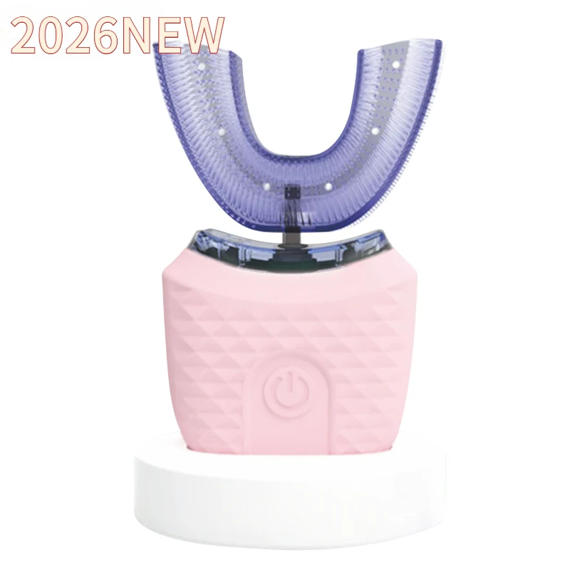 성인용 U자형 전동칫솔 360 °   지능형 청소 기능이 있는 USB 충전식 자동 칫솔
