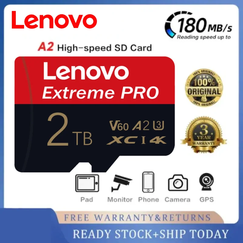 기존 Lenovo 2TB 1TB 미니 마이크로 SD 카드 메모리 카드 TF/SD 128GB 256GB 512GB 미니 메모리 카드 Class10 카메라/전화/스위치 용