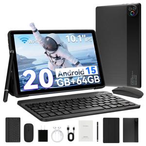 URAO 10인치 안드로이드 15 OS GMS 인증 태블릿 1.8GHz 20GB 램 64GB 롬 1TB 확장 가능 HD IPS 터치 스크린 듀얼 카메라 PC 패드