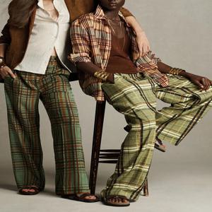 2025년 여름 신상 여성 캐주얼 루즈핏 스윗 플래드 롱 팬츠, 패셔너블하고 우아한 스타일의 여성 에스닉 의상, 무대 의상