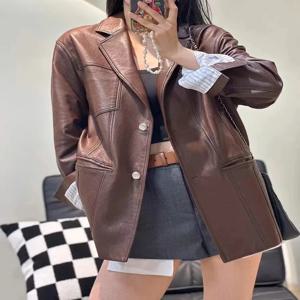 가을 여성 오버 사이즈 리얼 가죽 벨트 자켓 여성 100% 양피 레트로 부르고뉴 브로드 숄더 슈트 코트 streetwear blaze