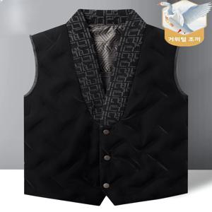 로몬 남성 다운 베스트 가볍고 따뜻한 얇은 구스다운 베스트 민소매 비즈니스 캐주얼 스타일 폴리에스터 섬유 V넥 버튼 클로저