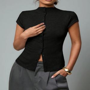 여성용 패셔너블 니트 터틀넥 탑, 슬림하고 편안한 사계절 반팔 가디건, 베이스 레이어로 착용 가능