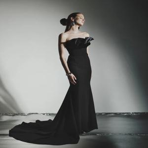 맞춤형 졸업 드레스 Ypmwzx 스트랩리스 머메이드 플로어 길이 클럽 드레스 이브닝 드레스 신부 어머니 세미 정장 여성