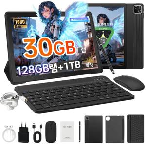 URAO 10인치 안드로이드 15 태블릿 30GB 램 128GB 롬 1TB 확장 가능 6200mAh GMS 인증 Widevine L1 듀얼 카메라 WiFi 6 PC 패드 세트