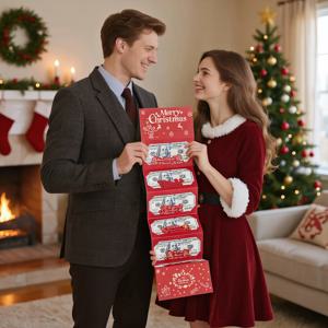 크리스마스 현금 선물 봉투 6칸 서프라이즈 크리스마스 선물 카드 홀더 서프라이즈 돈 봉투 체크 또는 카드용