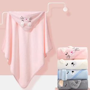 80*80cm/ 만화 아기 목욕 타월 후드형 폴리에스터 섬유 아기 목욕 가운 신생아 포대기 여자아이와 남자아이 아기 담요