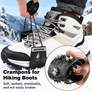 전문가용 5점 조절식 아이젠 - 눈길 하이킹, 등산 및 얼음 표면용 미끄럼 방지 아이클로즈
