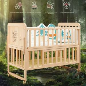 어린이 침대 원목 아기 침대 변형 가능한 유아용 침대 휴대용 요람 무독성 마감 조절 가능한 매트리스 쉬운 조립