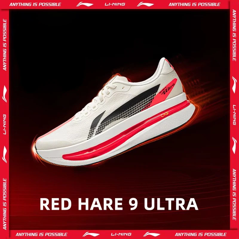 Li-Ning 남성용 RED HARE 9 ULTRA 레이싱 러닝화 슈퍼 붐 쿠션 붐 파이버 통기성 LiNing 트레이닝 스니커즈 ARPW007