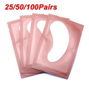 속눈썹 패드 아래 25/50/100 쌍, 하이드로 겔 종이 패치, 인조 속눈썹용 핑크 보풀이없는 스티커 LAUKISS