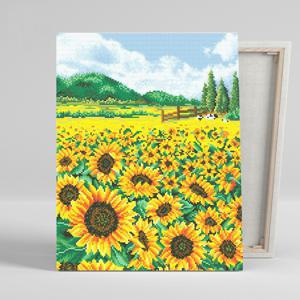 DIY캔버스형 보석십자수 40x50cm 해바라기와 목장