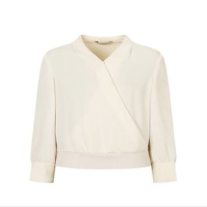 니트 배색 쉬폰 랩 블라우스 IN5A0BL05_JJ