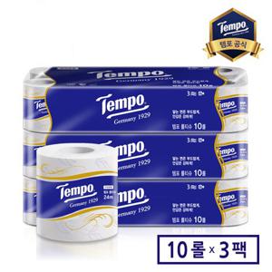 템포티슈 3겹 천연펄프 화장지 롤티슈 24m-10롤x3팩