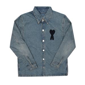 AMI HJK275 DE0046 480  드 꾀흐 토널 크로셰 하트 로고 남성 셔츠