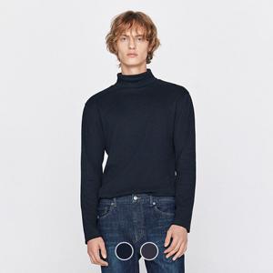 지오다노 남성 겨울 기모 터틀넥 목폴라 기본핏 무지 면 긴팔 티셔츠 025952