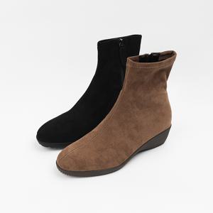 신난다슈 여성 앵클부츠 4cm 스판 웨지힐 숏 앵글 부츠 스웨이드 통굽MRO255200