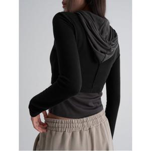 레이어드 후드 티셔츠  블랙 (165941AQ65)