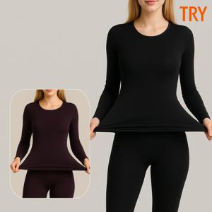 여성 발열내복세트 신축성 좋은 얇은 기능성 보온내의 9부 상하