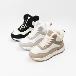 신난다슈 여성 하이탑 스니커즈 4cm 방한 털 앵클 키높이 운동화 통굽 MRO25918