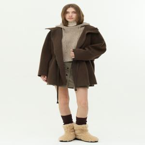 E.B.M[정가499000원]오버핏 후드 스트링 하프코트EMPAHHH050