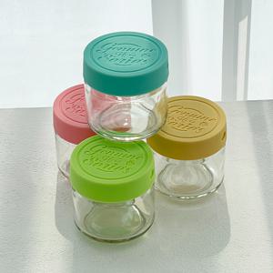 헥사 제뉴엔 실리콘뚜껑 샐러드 밀프랩 보틀 유리병 150ml SG210 4P