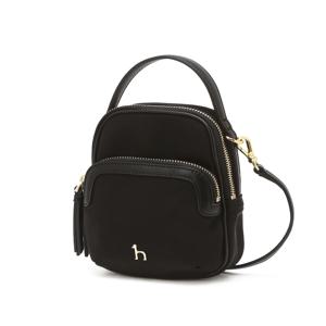 [인기신상] HIWA6E430BK_여성 블랙 나일론 더블지퍼 큐빅장식 크로스 미니백