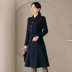 (~XXL까지) 솔라엘미 자켓 레이어드 트위드 원피스 겨울 하객룩 오피스룩 모임룩 격식룩 빅사이즈