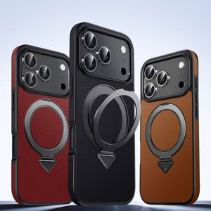 아이폰 17 16 15 프로 맥스 에어 맥세이프 호환 마그네틱 링 스탠드 거치대 슬림 가죽 케이스