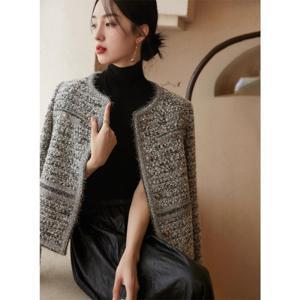 [브리치]  / 가을겨울 트위드 여성 숏 재킷 혼합색 M