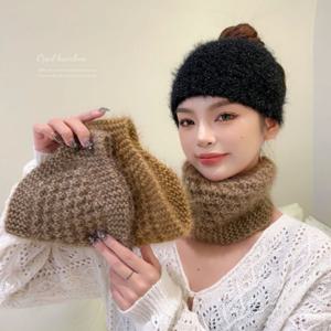 여자 4컬러 부들 와이드 반다나 터번 헤어밴드 넥워머 와이드헤어밴드 면헤어밴드