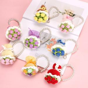 카네이션 뜨개 꽃다발 키링 손뜨개 꽃뜨개 열쇠고리 인형 핸드메이드 미니