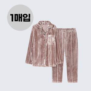 여성겨울잠옷 수면잠옷 도톰한 밍크 털 카라 주머니 파자마세트