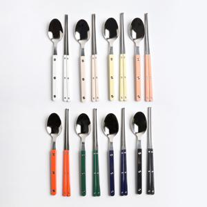 티니블랑 레브 컬러 핸들 스텐 한식 수저세트 4인 8p 2type 택1