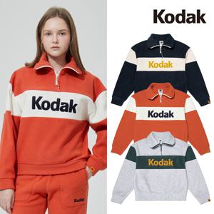 빅로고 블록 마이크로플리스 세미오버핏 반집업 맨투맨 우먼 (3 COLOR)