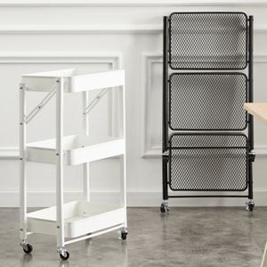 무조립 접이식 트롤리 3단 이동식 틈새 선반 카트 미용실 기저귀정리함 슬림 서랍손잡이 서빙